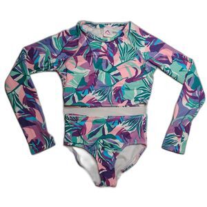 NWT Kanu Surf Girls Long Sleeve Rashguard Two Piece Swim Set Size 14/16 UPF 50